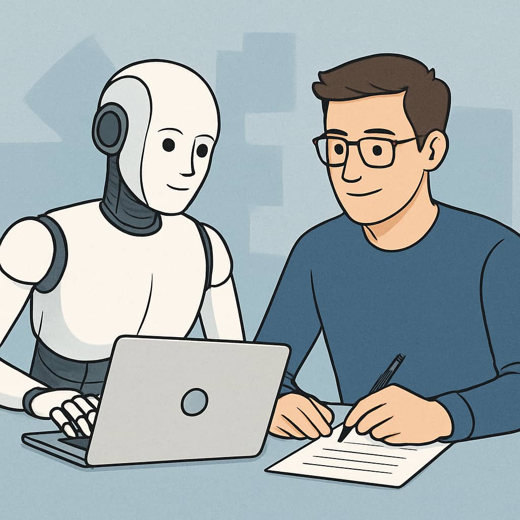 image of an AI and a human working together