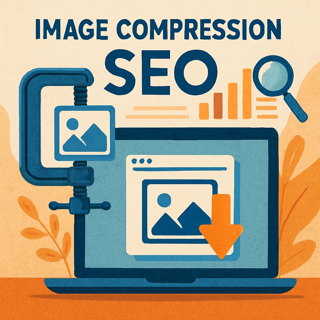 Une image d'illustration artistique, 4K montrant l'importance de la compression d'image dans le SEO en anglais